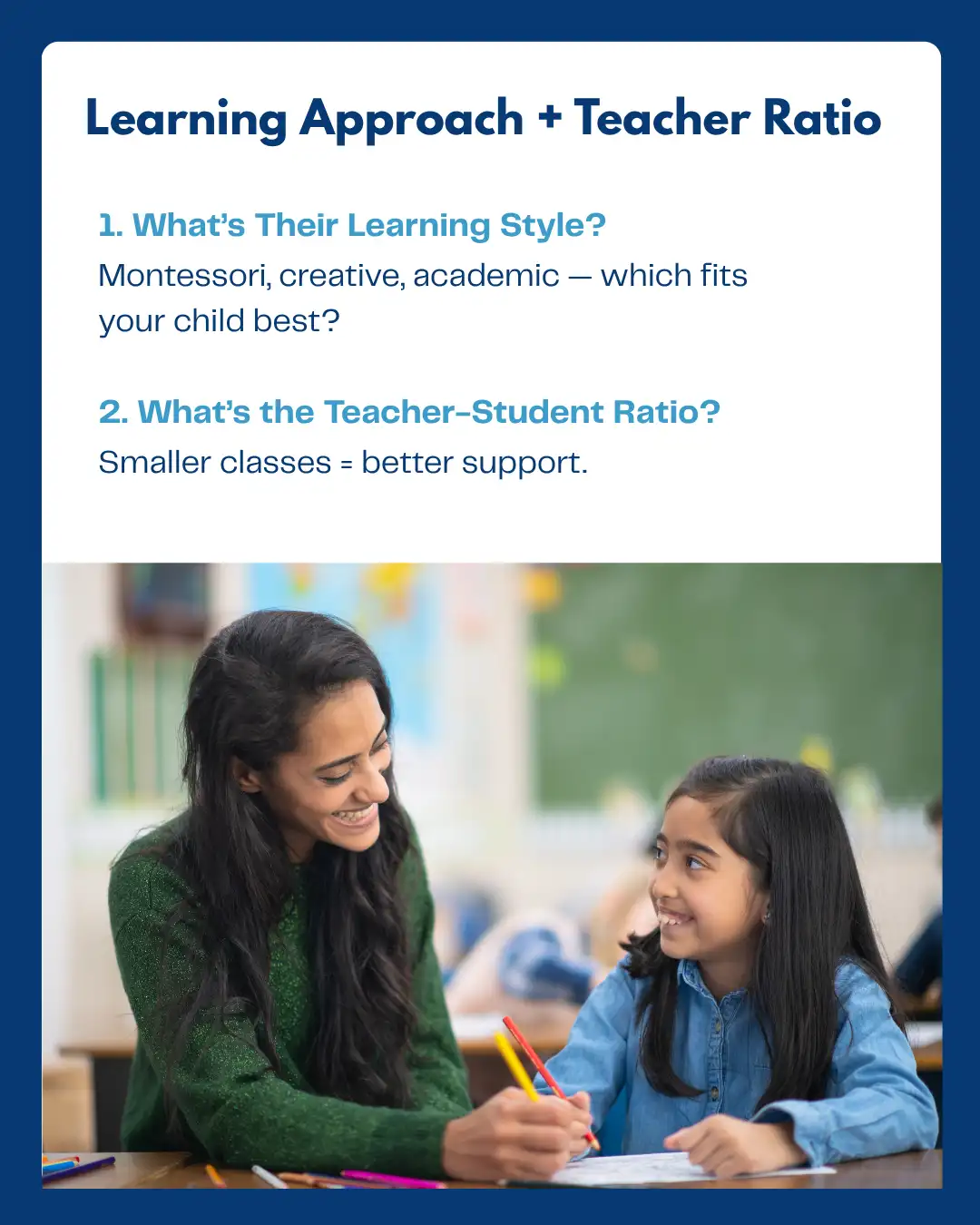 A teacher assisting a young girl with her drawing in a classroom, highlighting Sherwood High ICSE school's focus on small class sizes, personalized support, and how their approach can complement different learning styles. Ideal for parents searching for the best schools near me with strong teacher-student ratios and extracurricular activities for students