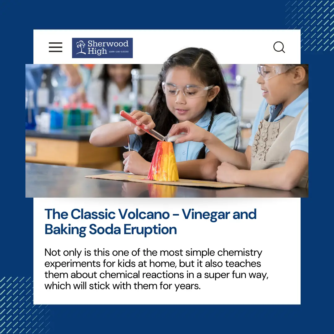 students engaged in classic volcano experiment 
